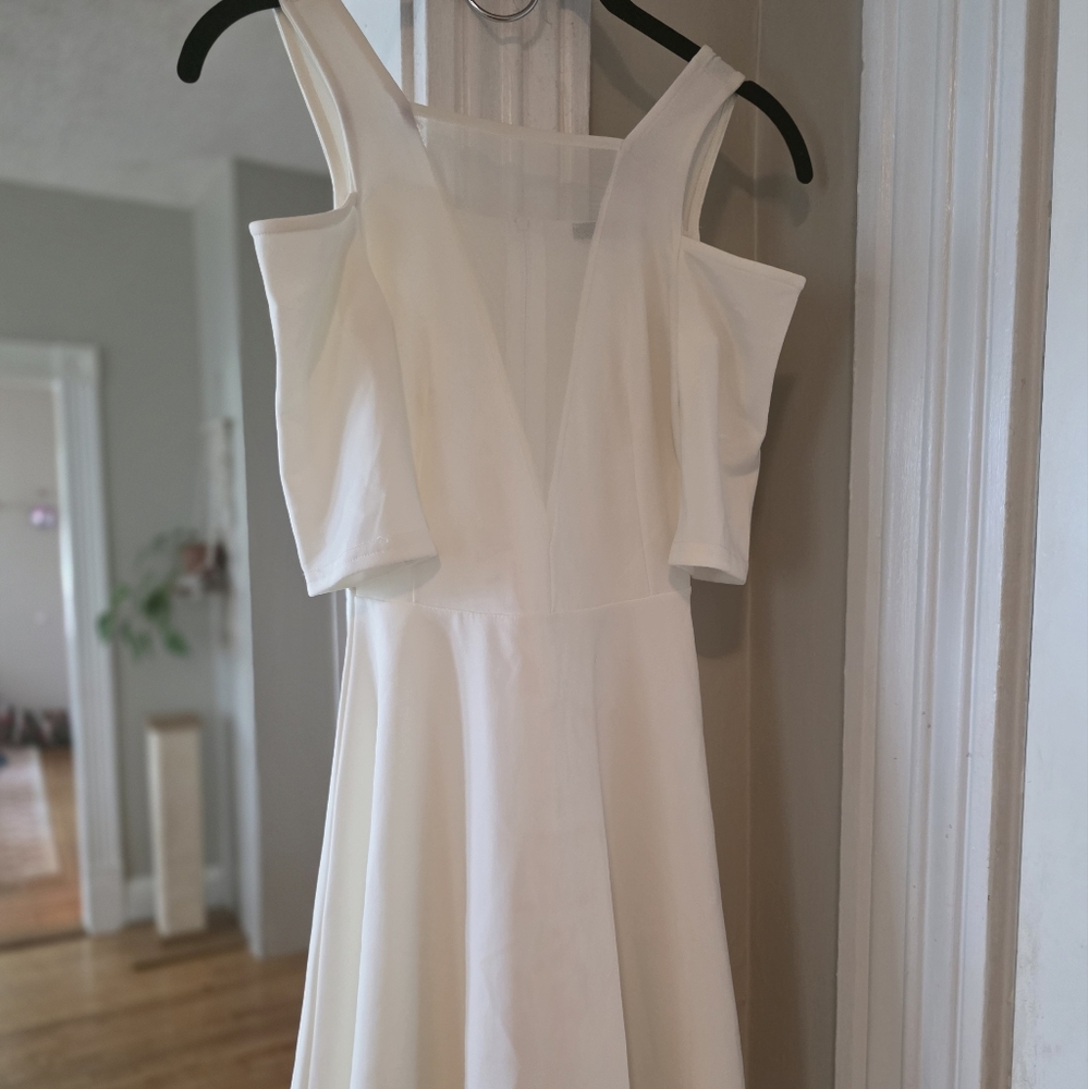 Cold-Shoulder Dress with Mesh Inset
